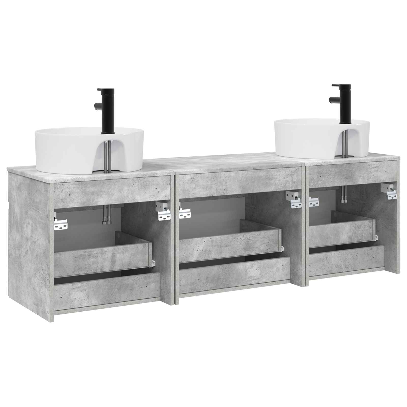 Ensemble d'armoire de salle de bain 3 pc Gris béton