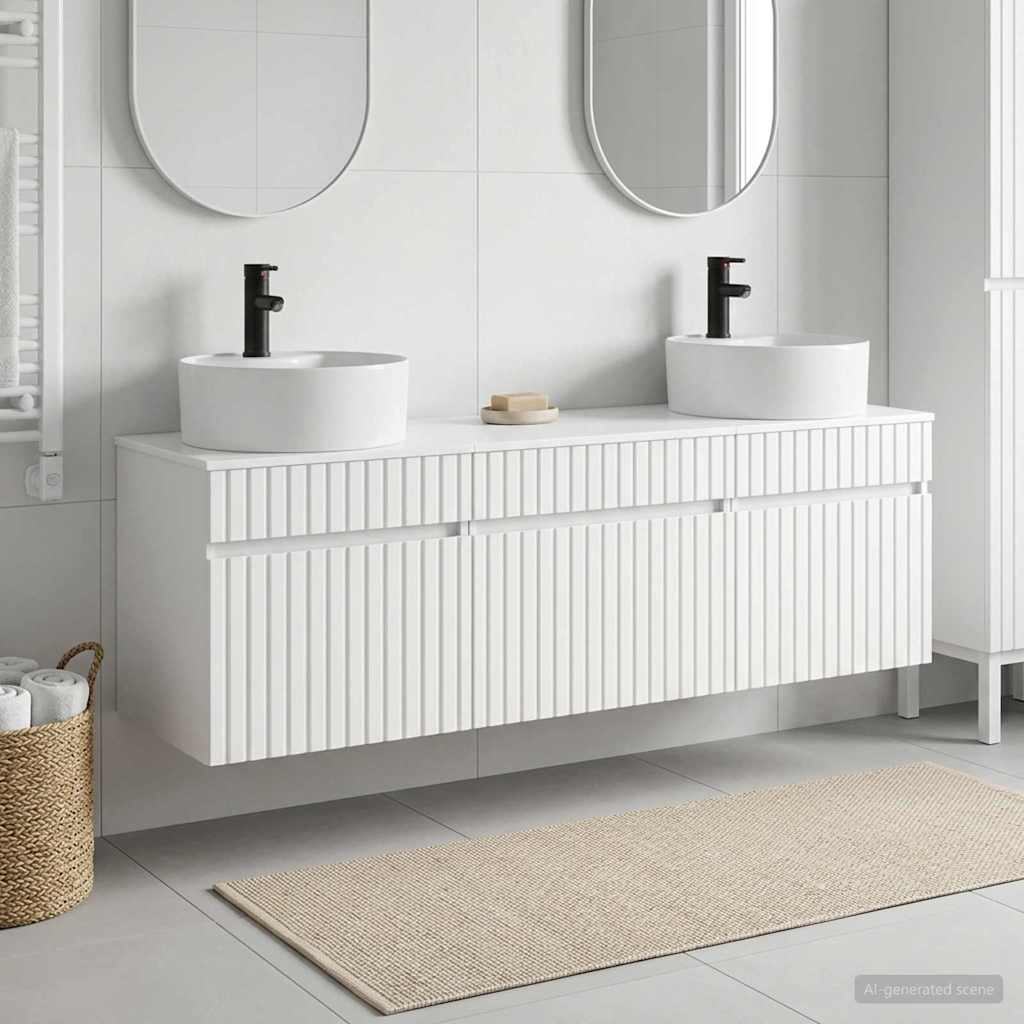 Ensemble d'armoire de salle de bain 3 pc Blanc brillant