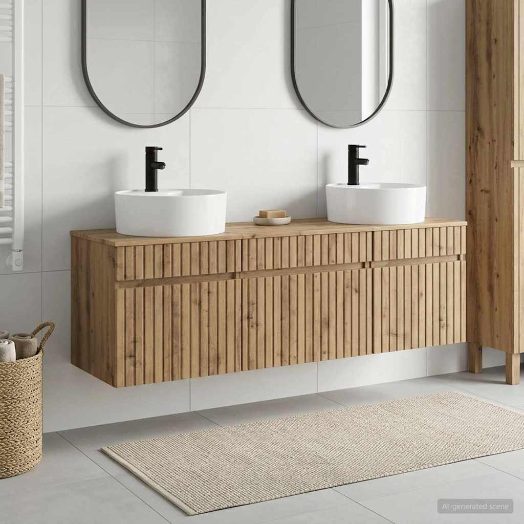 Ensemble d'armoire de salle de bain 3 pc Chêne artisanal