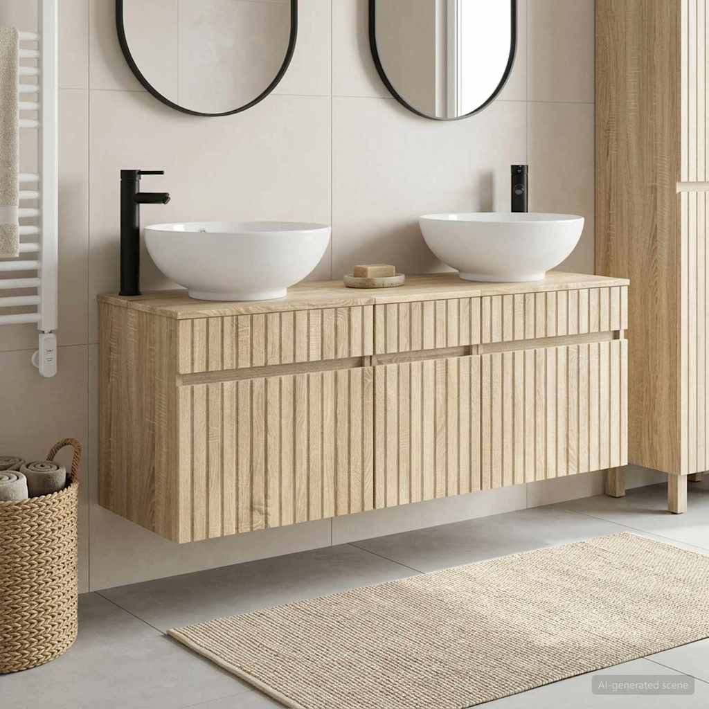 Ensemble d'armoire de salle de bain 3 pc Chêne Sonoma