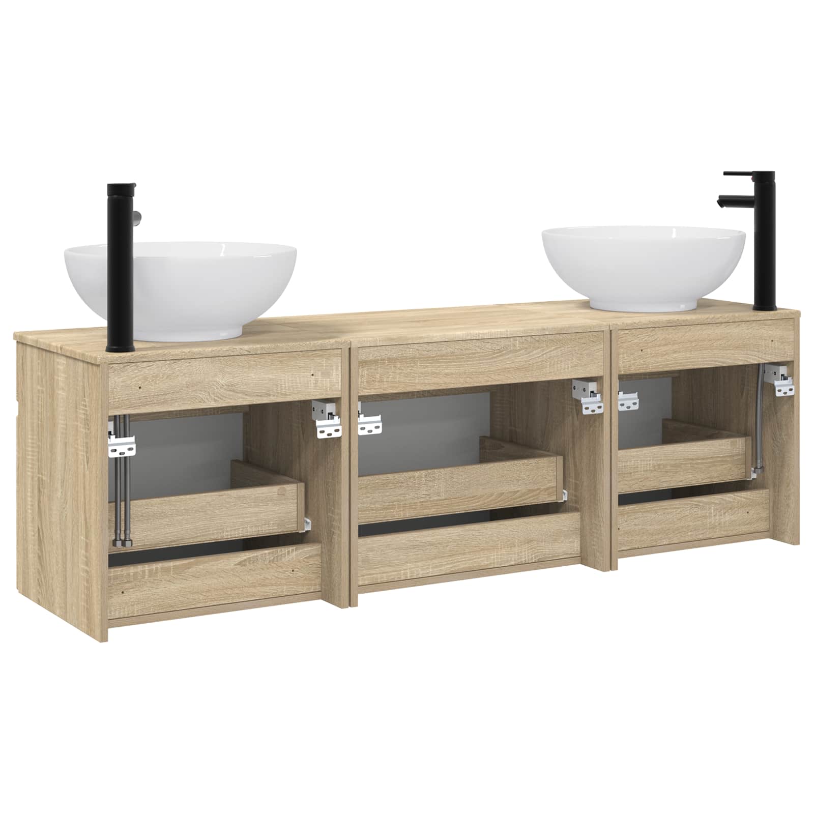 Ensemble d'armoire de salle de bain 3 pc Chêne Sonoma