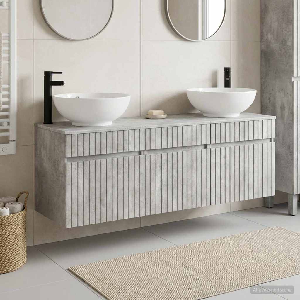 Ensemble d'armoire de salle de bain 3 pc Gris béton
