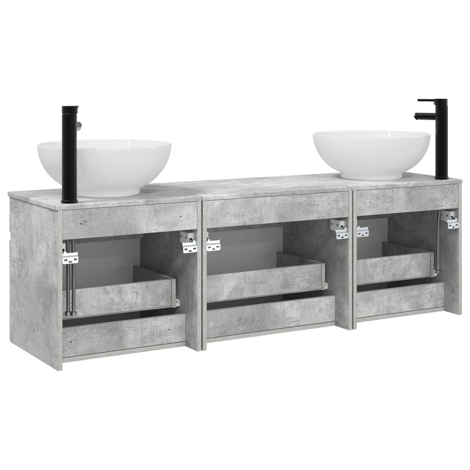 Ensemble d'armoire de salle de bain 3 pc Gris béton