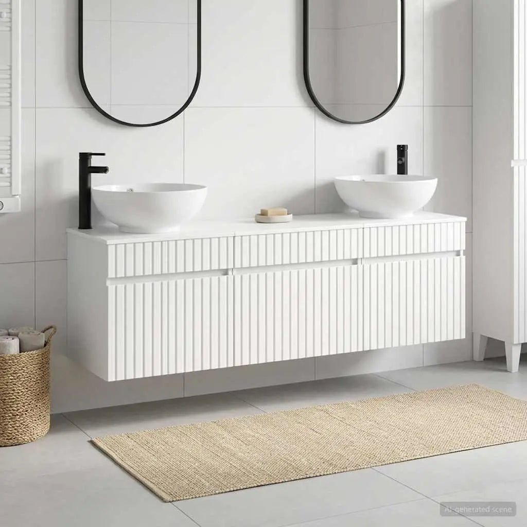 Ensemble d’armoire de salle de bain 3 pc Blanc brillant - XIOS