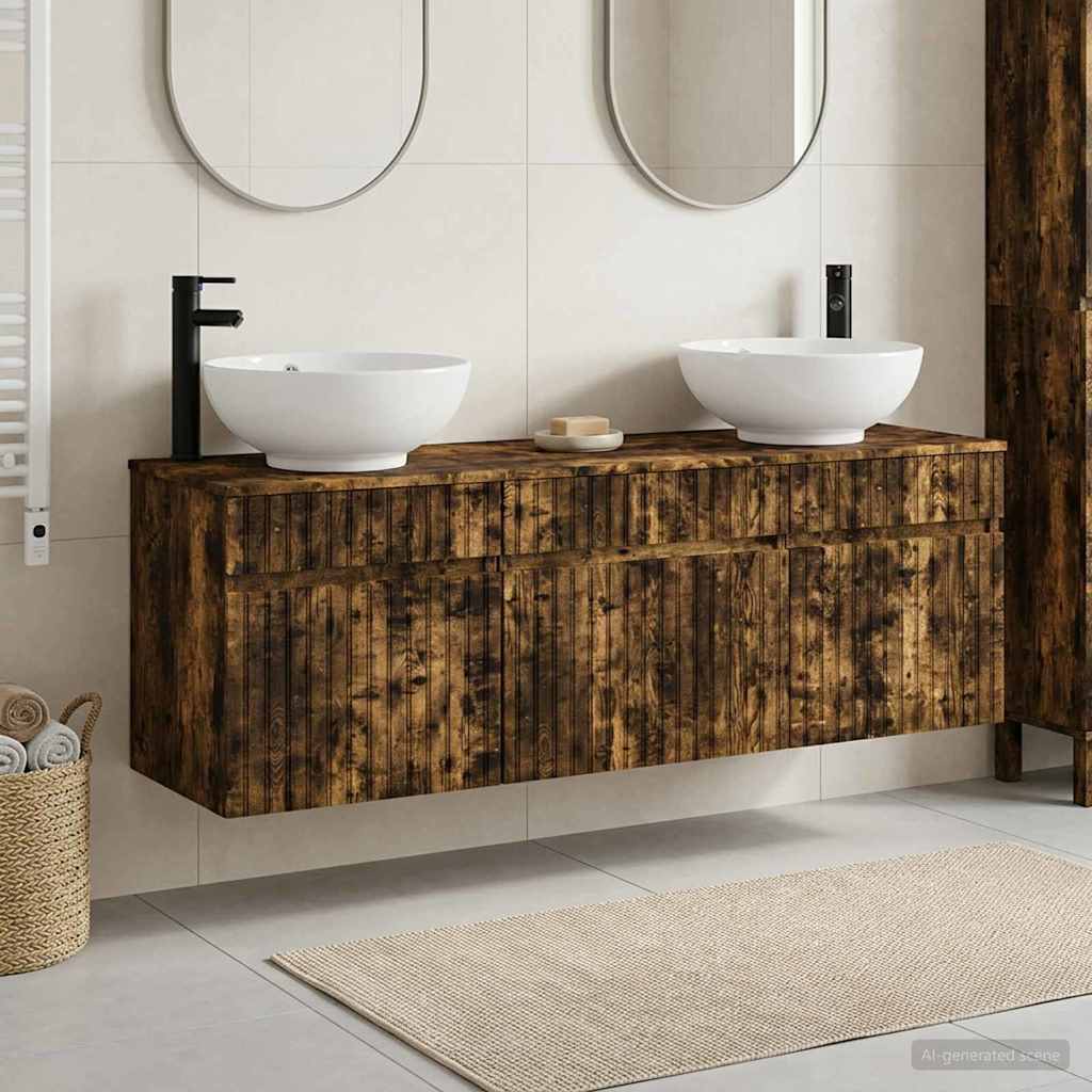 Ensemble d'armoire de salle de bain 3 pc Chêne fumé