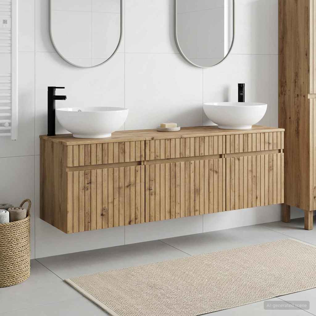 Ensemble d'armoire de salle de bain 3 pc Chêne artisanal