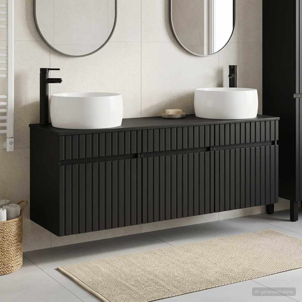 Ensemble d'armoire de salle de bain 3 pc Noir 49 x 44,5 x 66 cm