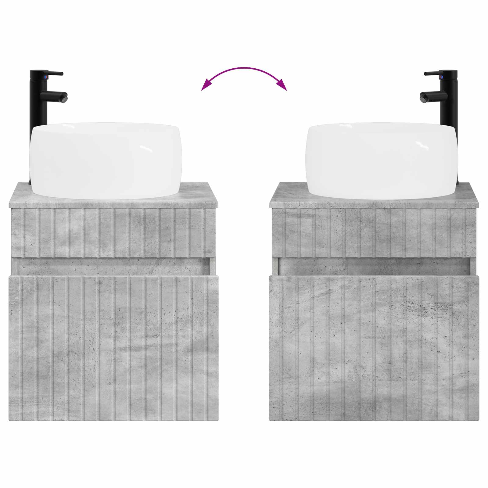 Ensemble d'armoire de salle de bain 3 pc Gris béton