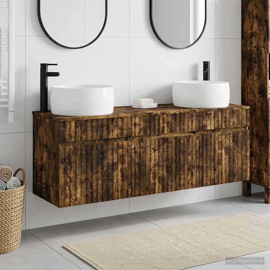 Ensemble d'armoire de salle de bain 3 pc Chêne fumé