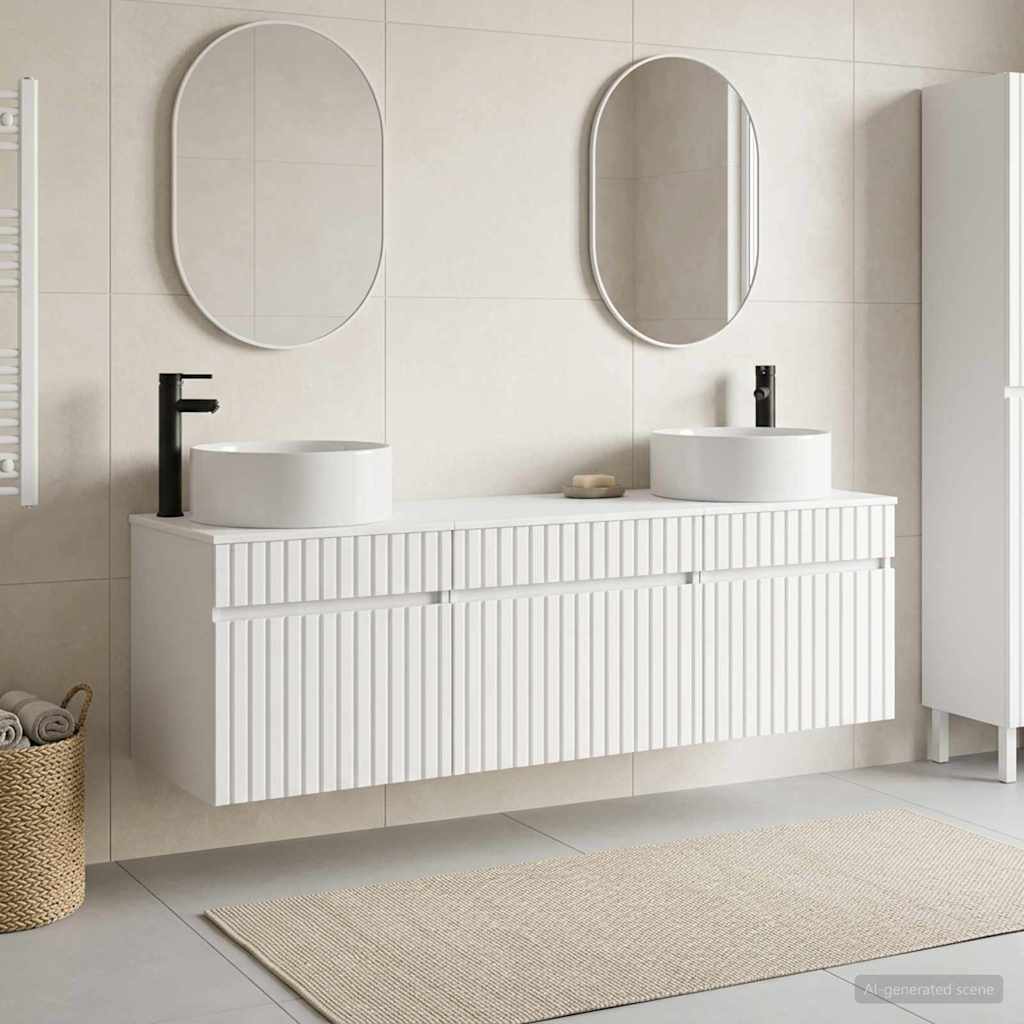 Ensemble d'armoire de salle de bain 3 pc Blanc