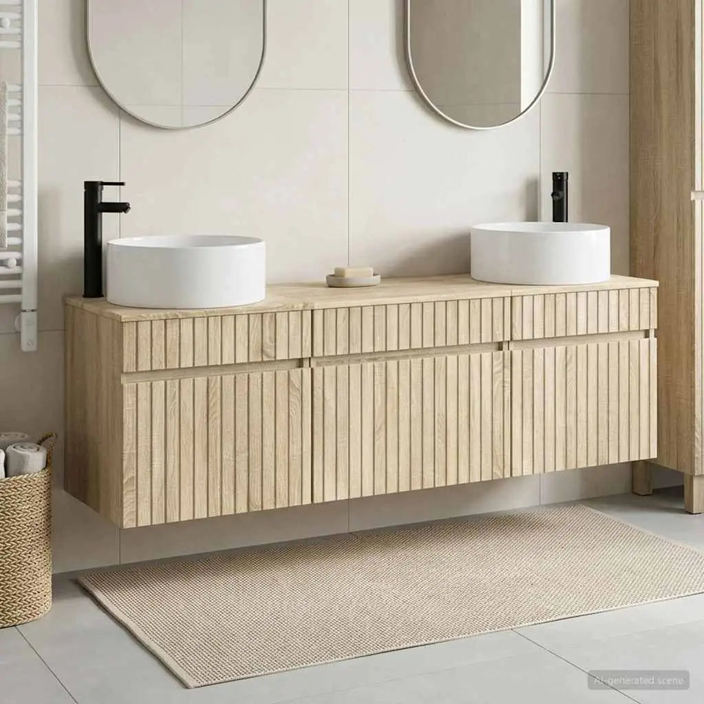 Ensemble d’armoire de salle de bain 3 pc Chêne Sonoma - XIOS