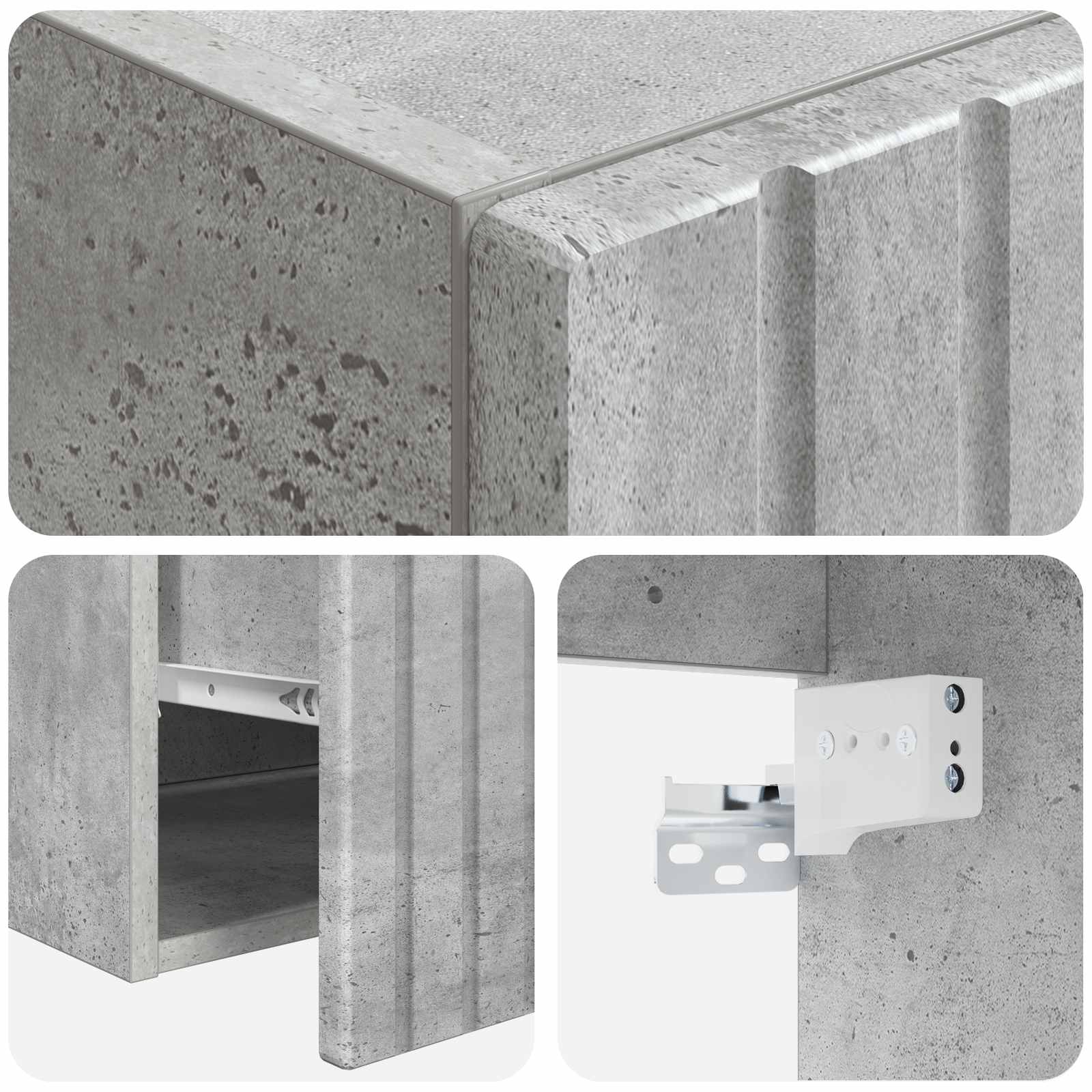 Ensemble d'armoire de salle de bain 3 pc Gris béton
