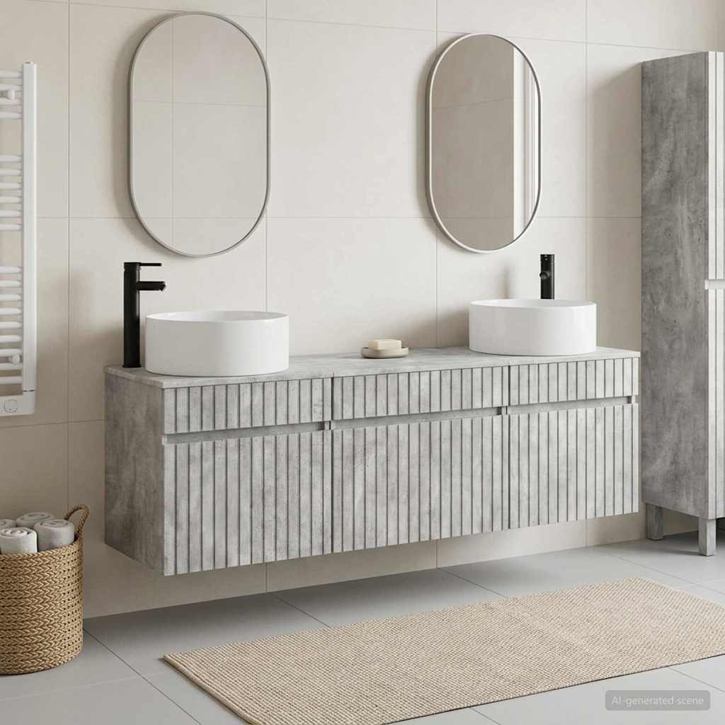 Ensemble d'armoire de salle de bain 3 pc Gris béton