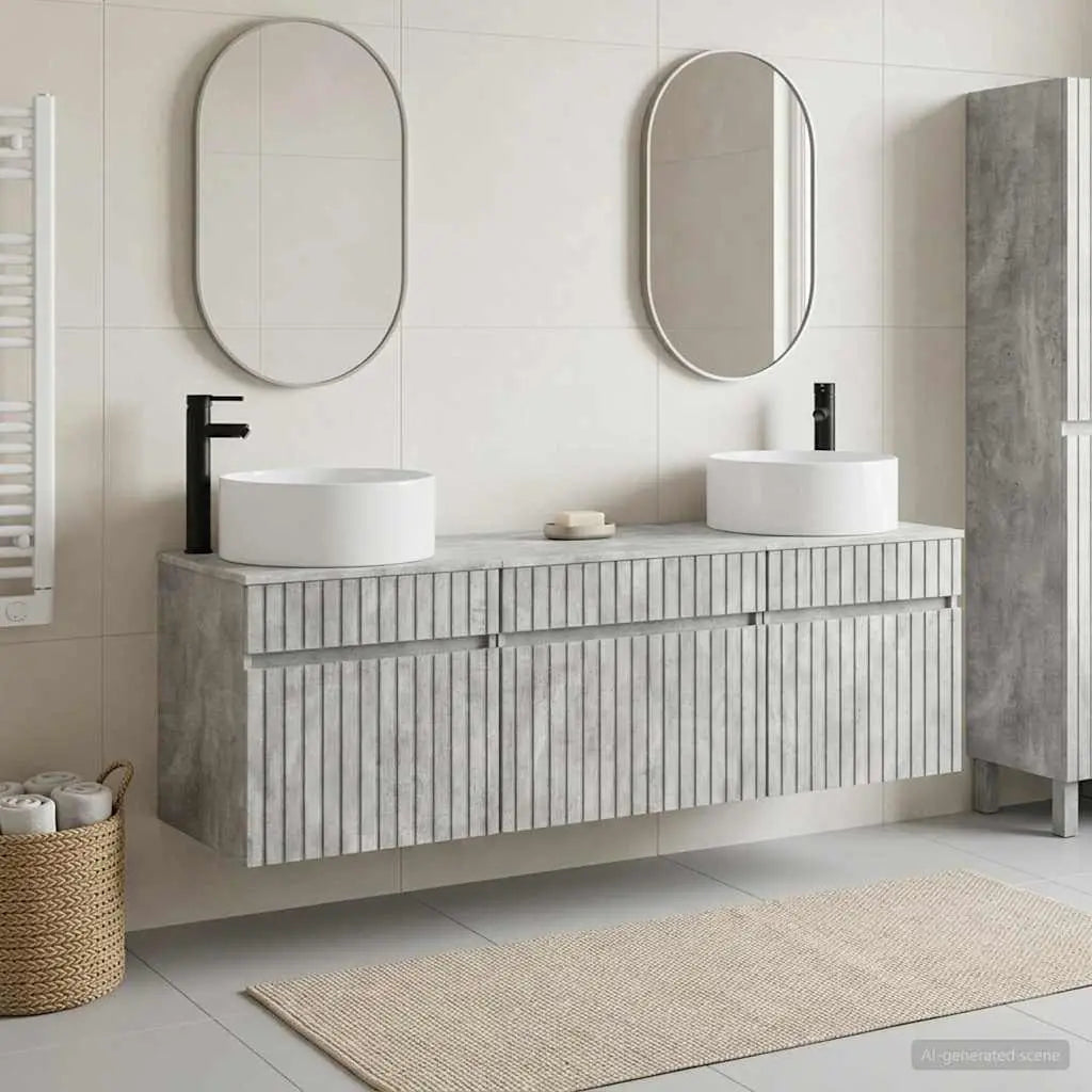 Ensemble d’armoire de salle de bain 3 pc Gris béton - XIOS
