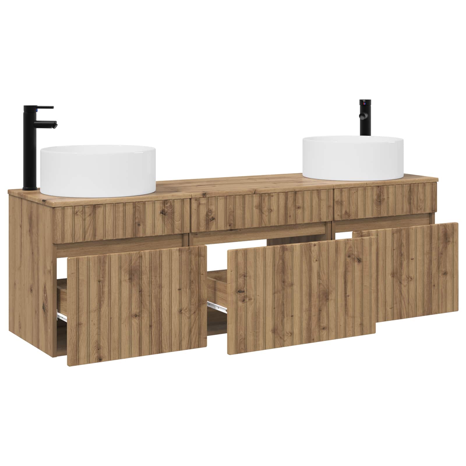 Ensemble d'armoire de salle de bain 3 pc Chêne artisanal