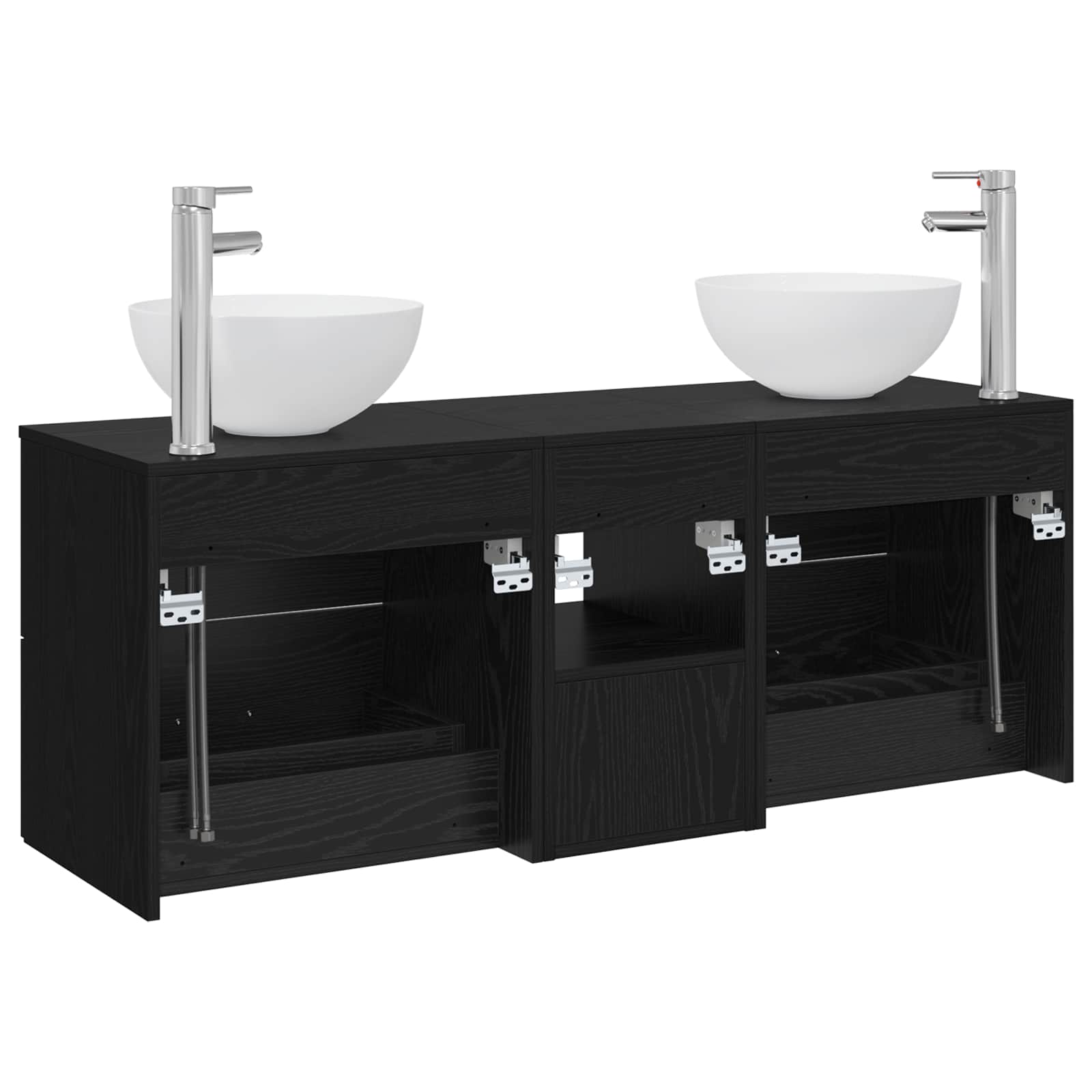 Ensemble d'armoire de salle de bain 3 pc Chêne noir