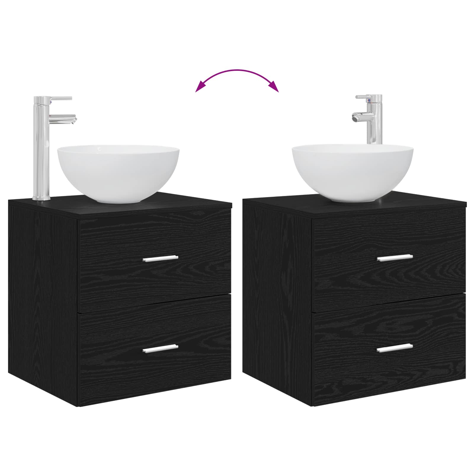 Ensemble d'armoire de salle de bain 3 pc Chêne noir
