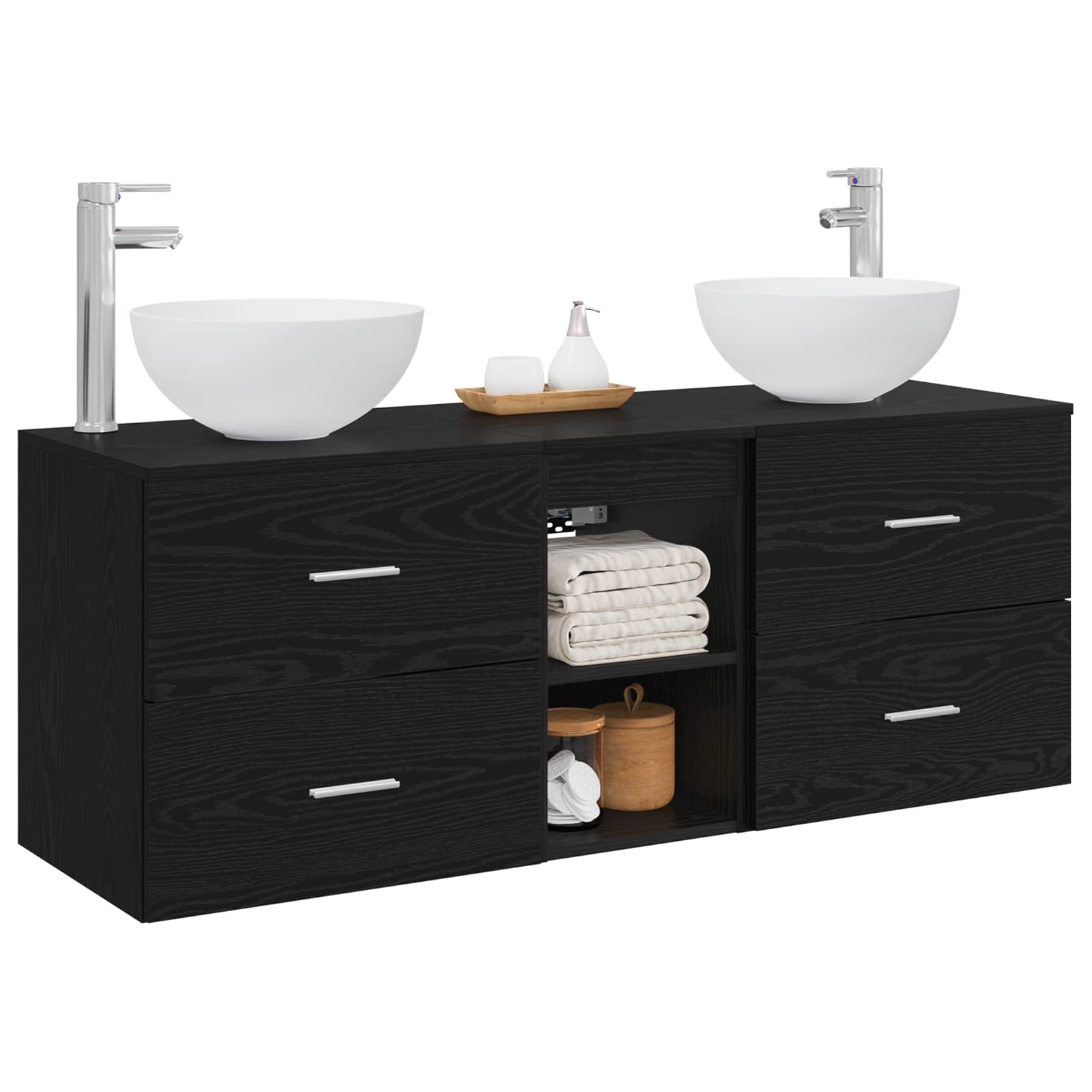 Ensemble d'armoire de salle de bain 3 pc Chêne noir