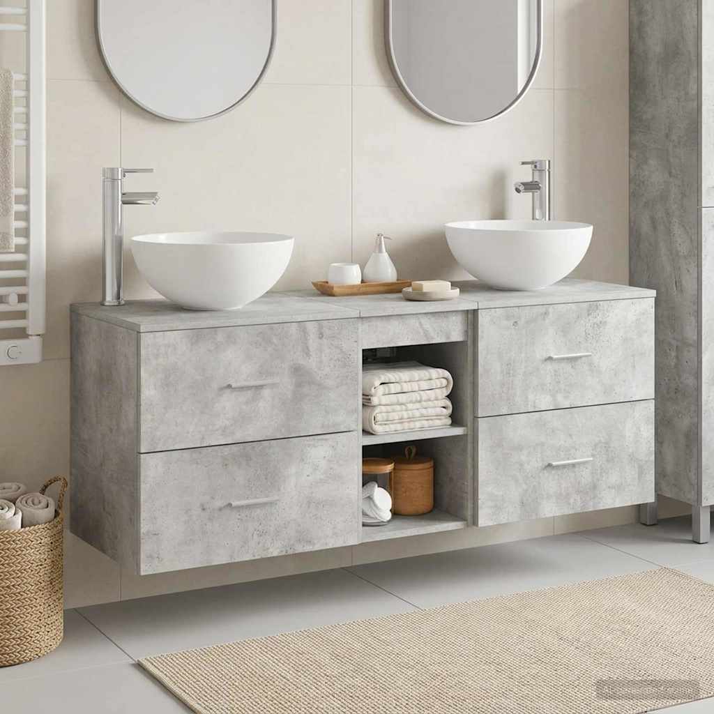 Ensemble d'armoire de salle de bain 3 pc Gris béton