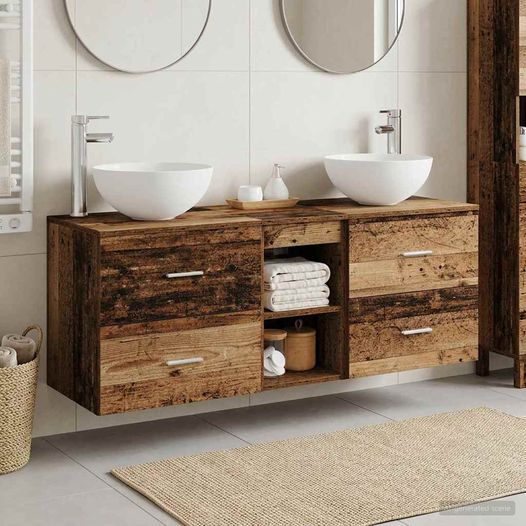 Ensemble d'armoire de salle de bain 3 pc Bois ancien