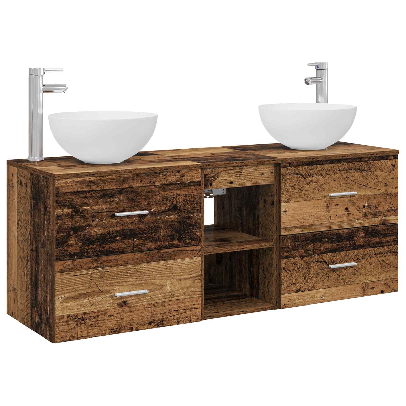 Ensemble d'armoire de salle de bain 3 pc Bois ancien