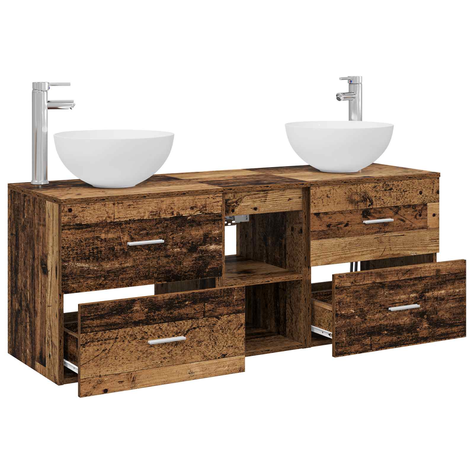 Ensemble d'armoire de salle de bain 3 pc Bois ancien