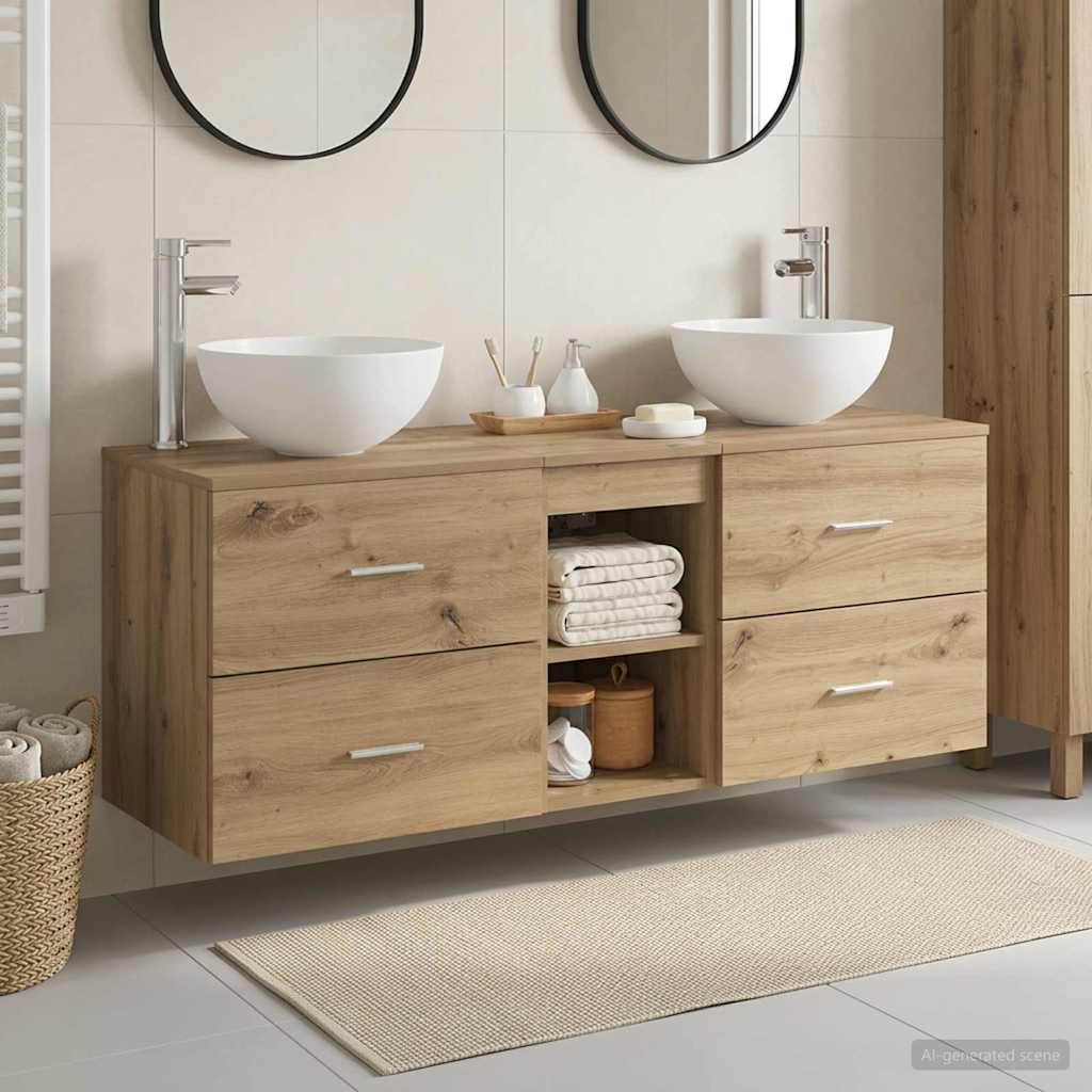 Ensemble d'armoire de salle de bain 3 pc Chêne artisanal