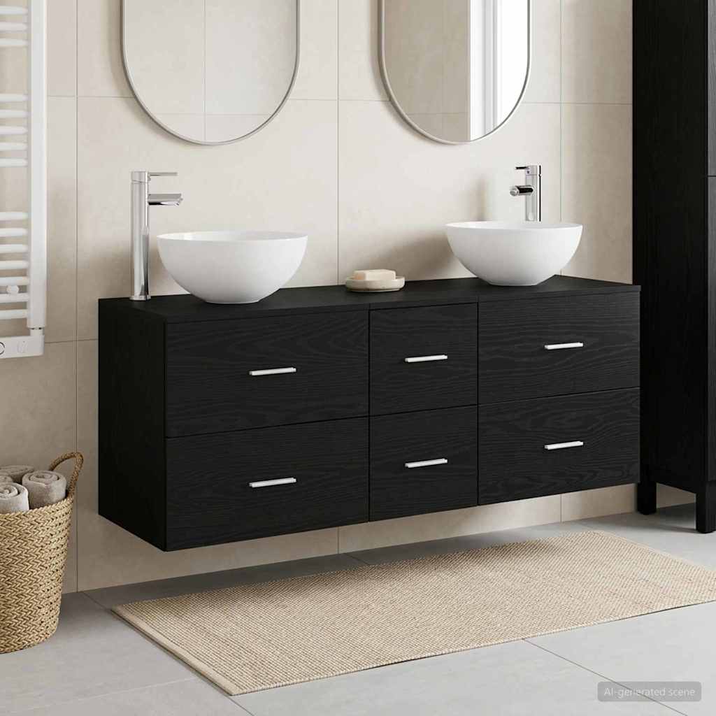 Ensemble d'armoire de salle de bain 3 pc Chêne noir
