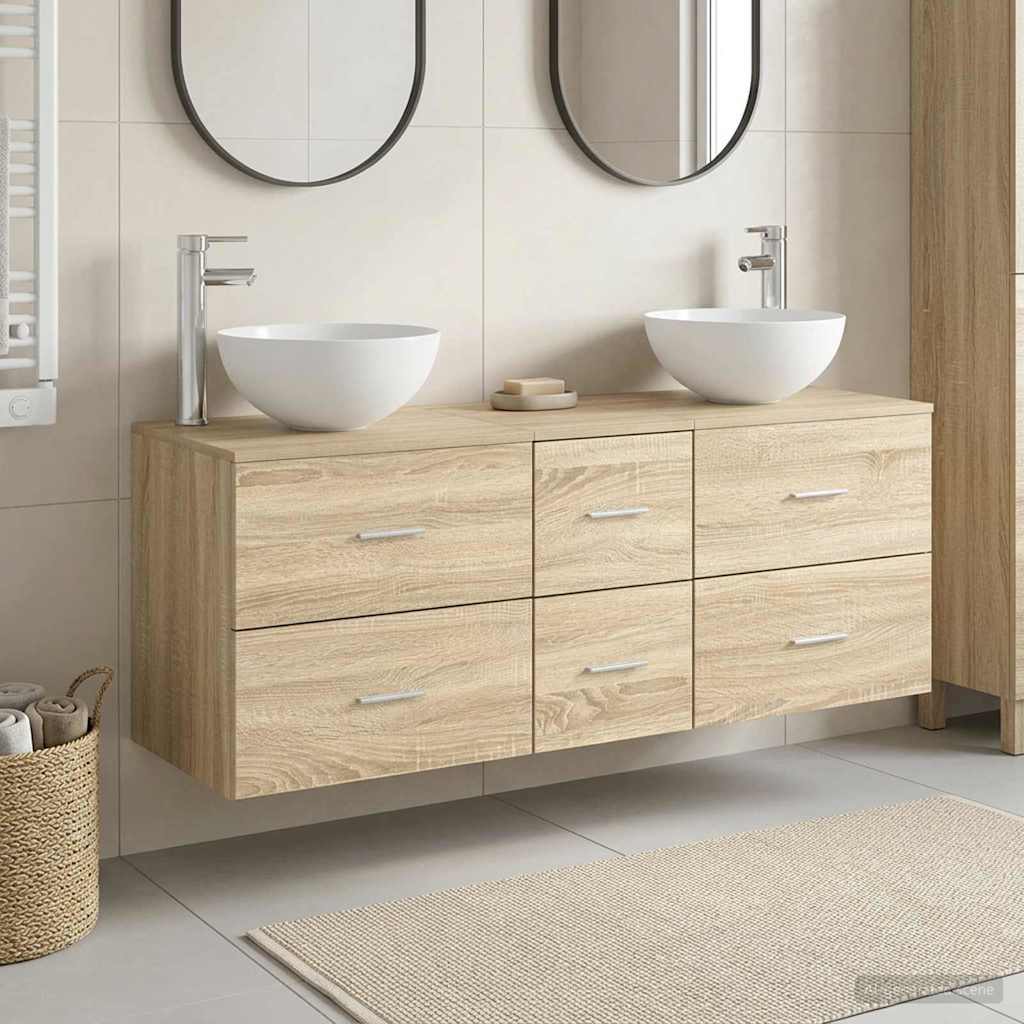 Ensemble d'armoire de salle de bain 3 pc Chêne Sonoma