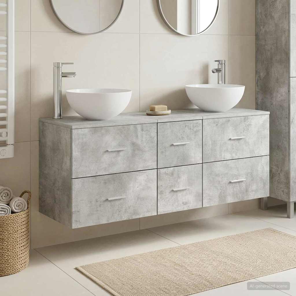Ensemble d'armoire de salle de bain 3 pc Gris béton