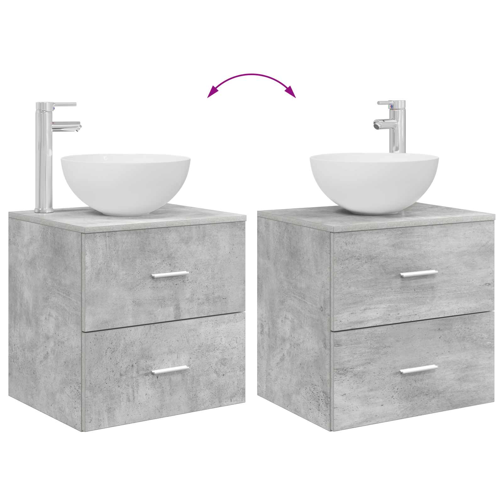 Ensemble d'armoire de salle de bain 3 pc Gris béton