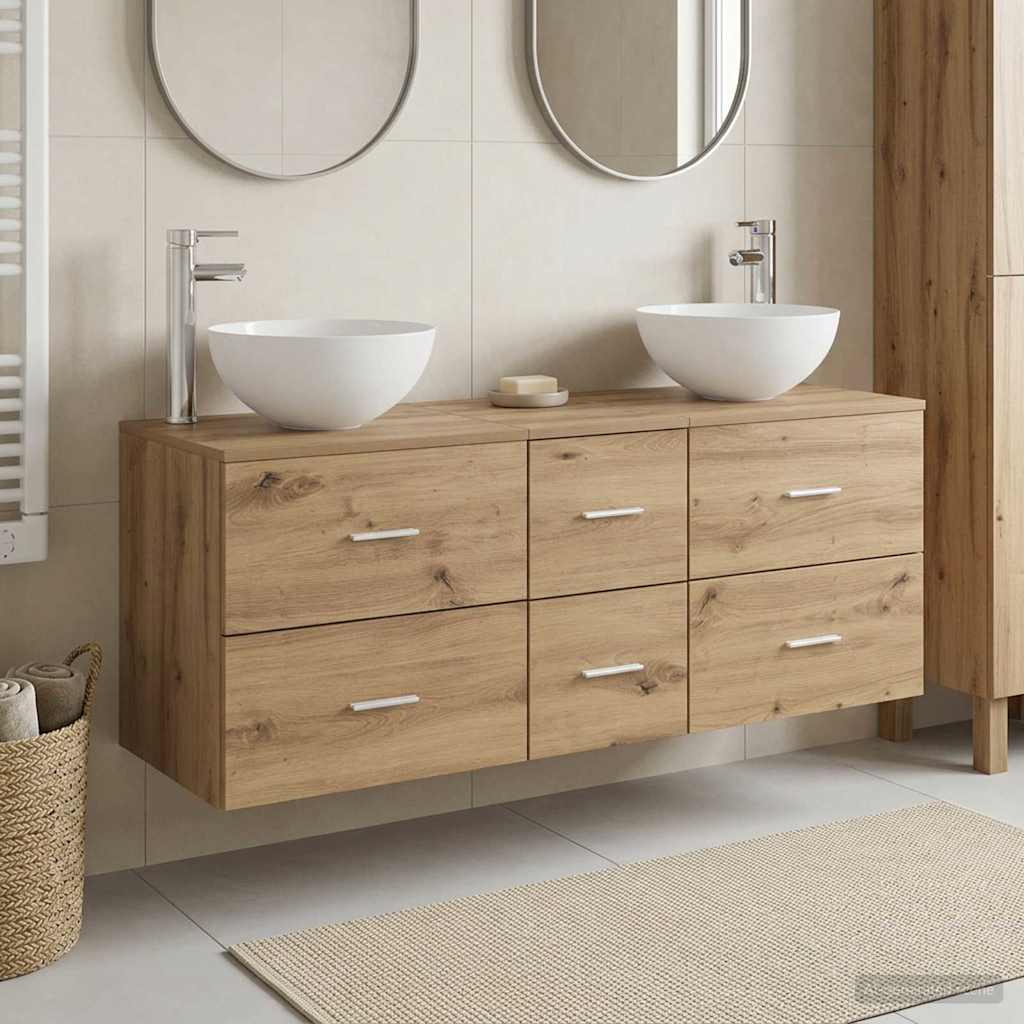 Ensemble d'armoire de salle de bain 3 pc Chêne artisanal