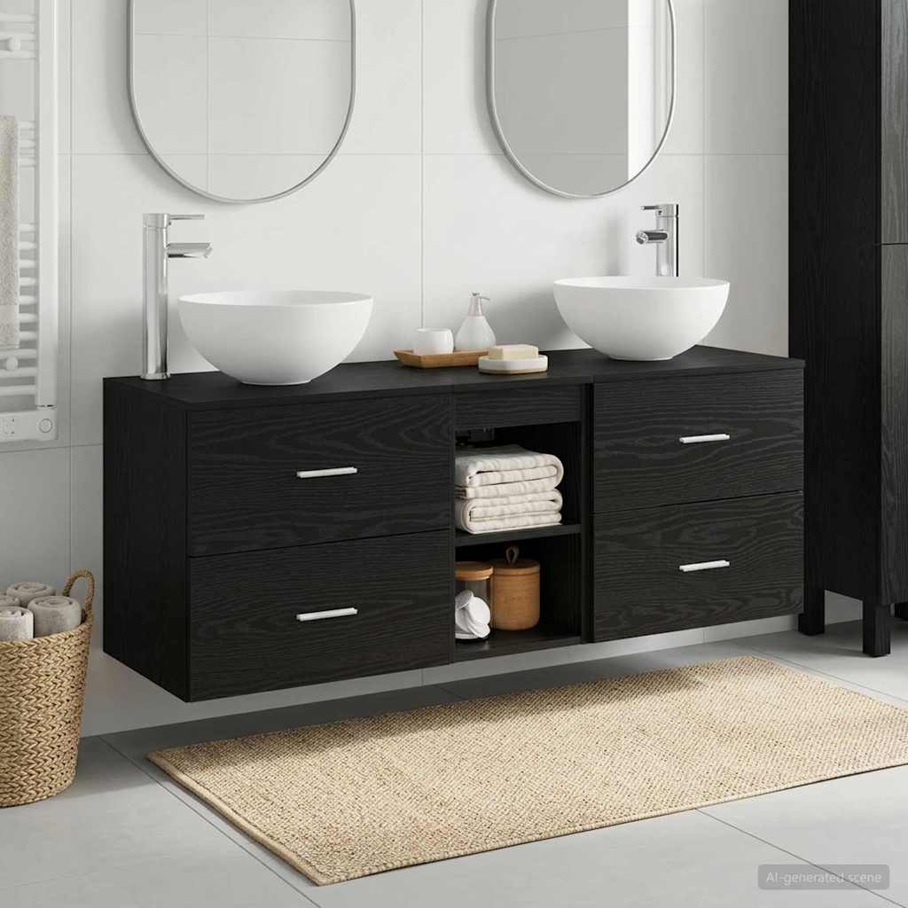 Ensemble d'armoire de salle de bain 3 pc Chêne noir