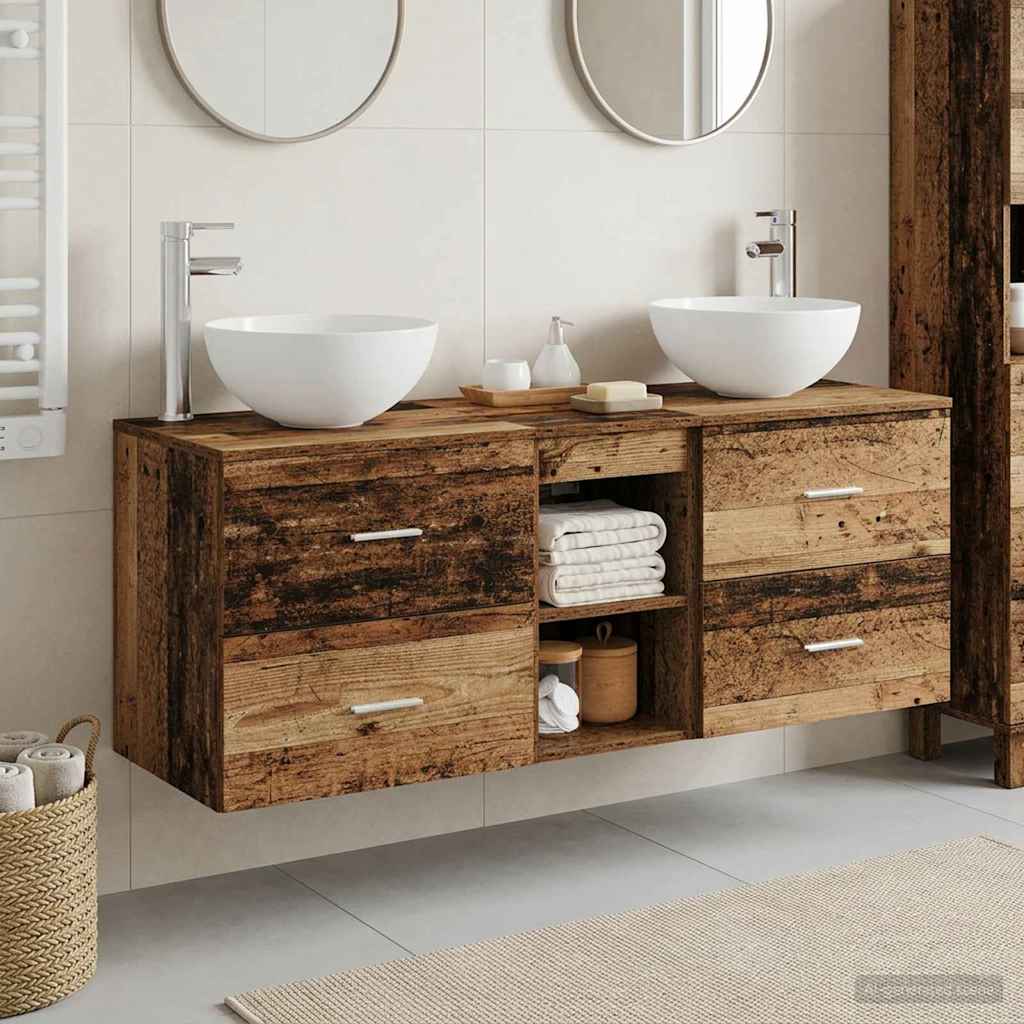 Ensemble d'armoire de salle de bain 3 pc Bois ancien