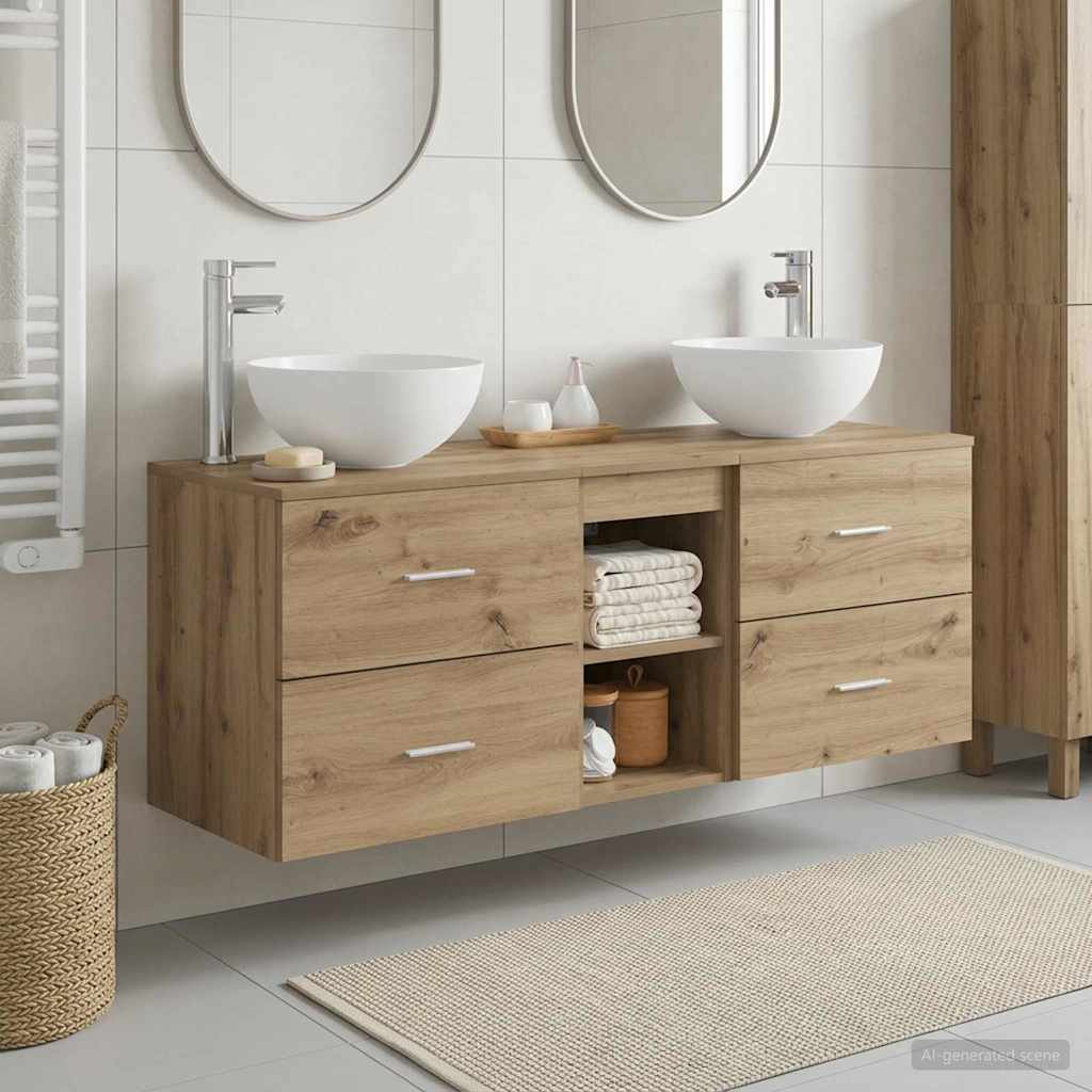 Ensemble d'armoire de salle de bain 3 pc Chêne artisanal