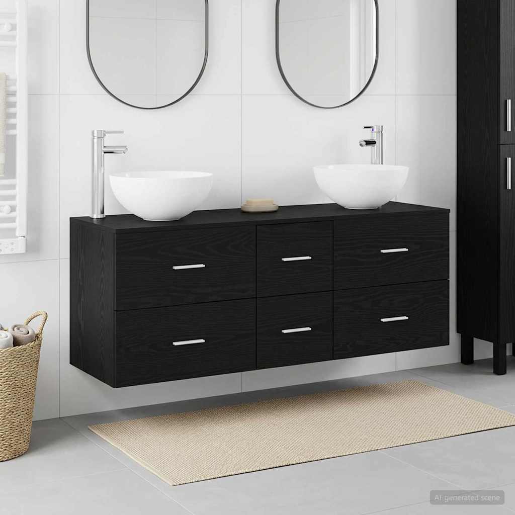 Ensemble d'armoire de salle de bain 3 pc Chêne noir
