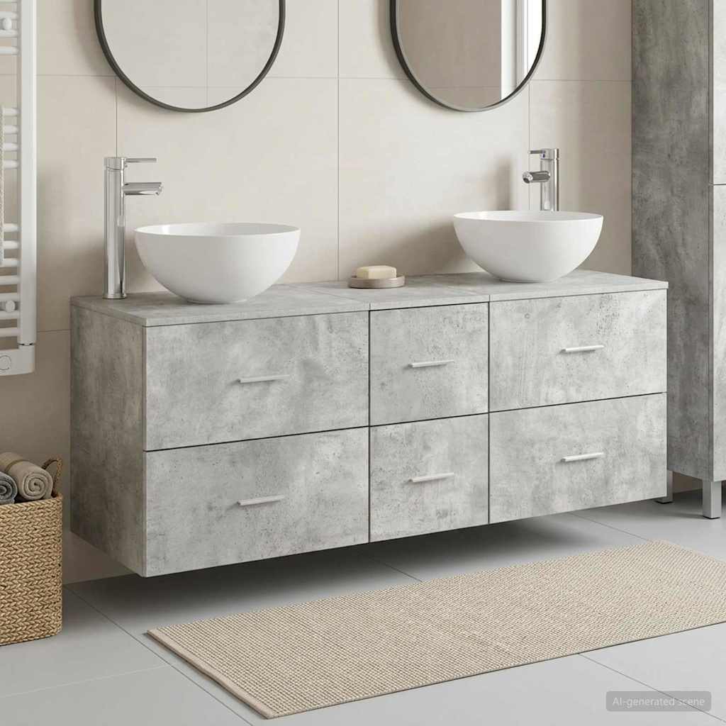 Ensemble d'armoire de salle de bain 3 pc Gris béton