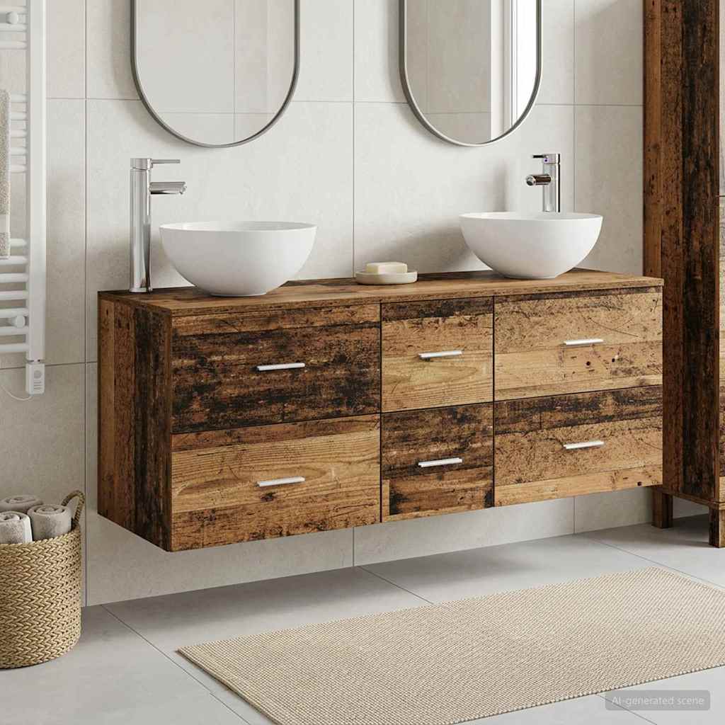 Ensemble d'armoire de salle de bain 3 pc Bois ancien