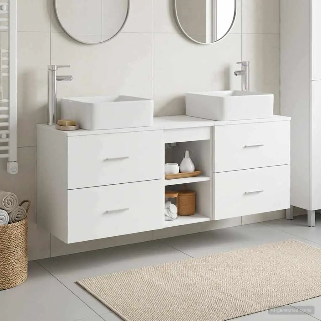 Ensemble d’armoire de salle de bain 3 pc Blanc 129 x 41 x 80 cm - XIOS