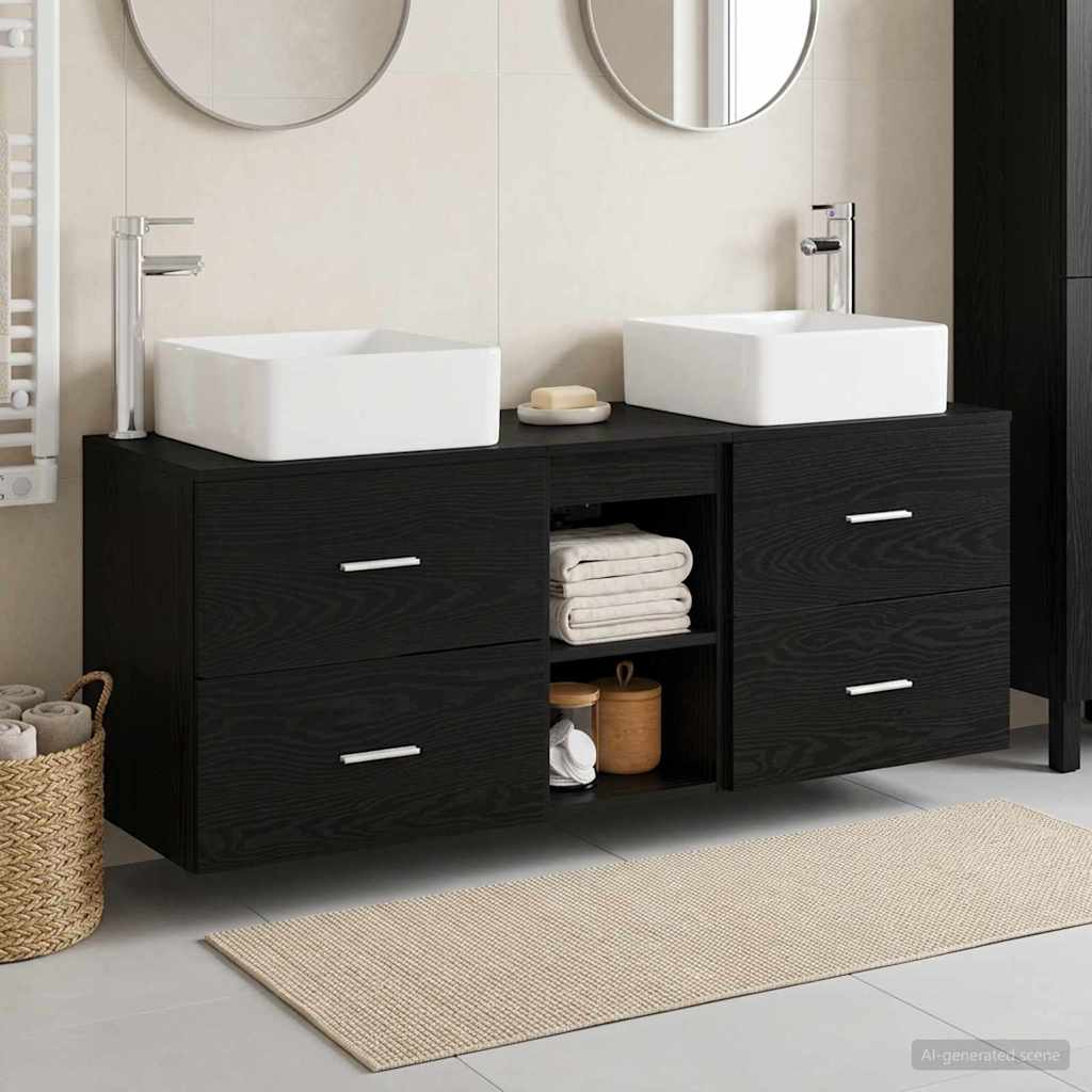Ensemble d'armoire de salle de bain 3 pc Chêne noir