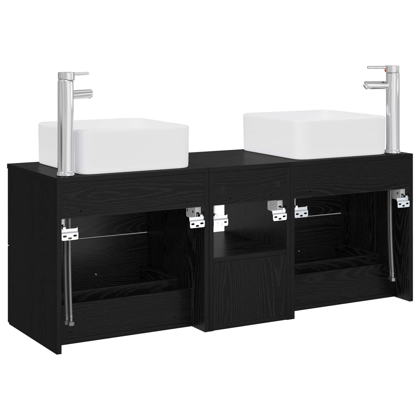Ensemble d'armoire de salle de bain 3 pc Chêne noir