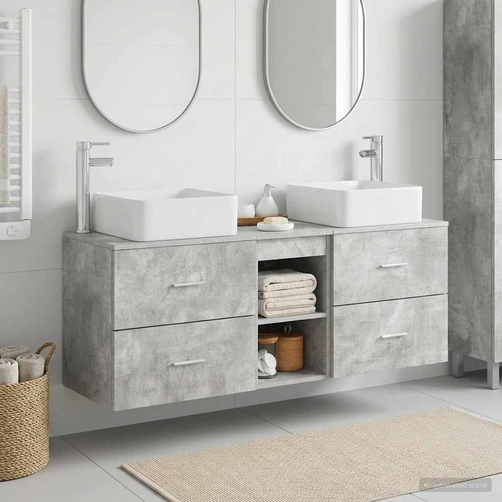 Ensemble d'armoire de salle de bain 3 pc Gris béton