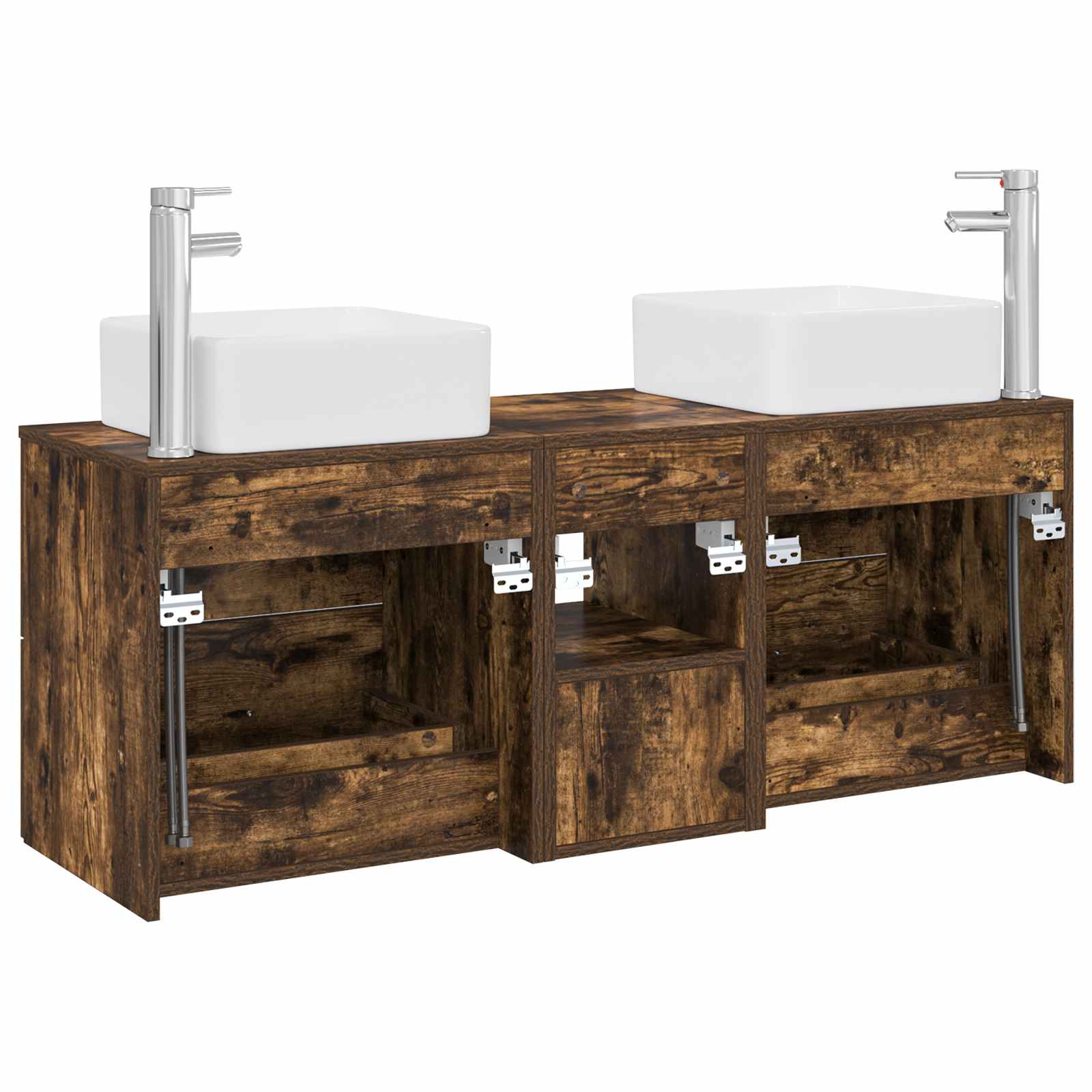 Ensemble d'armoire de salle de bain 3 pc Chêne fumé
