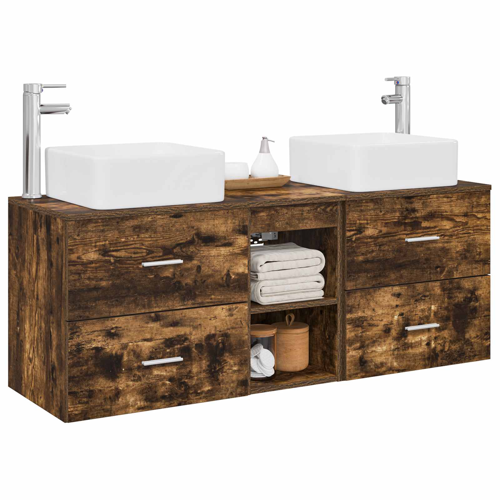 Ensemble d'armoire de salle de bain 3 pc Chêne fumé