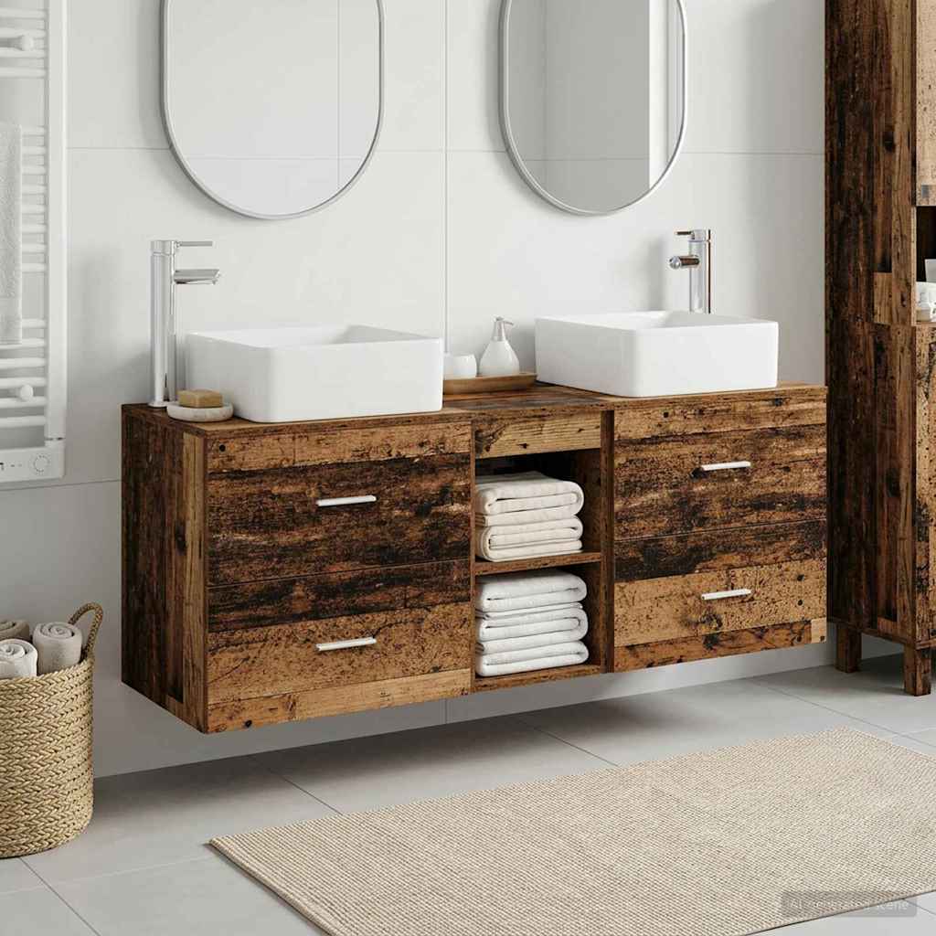 Ensemble d'armoire de salle de bain 3 pc Bois ancien