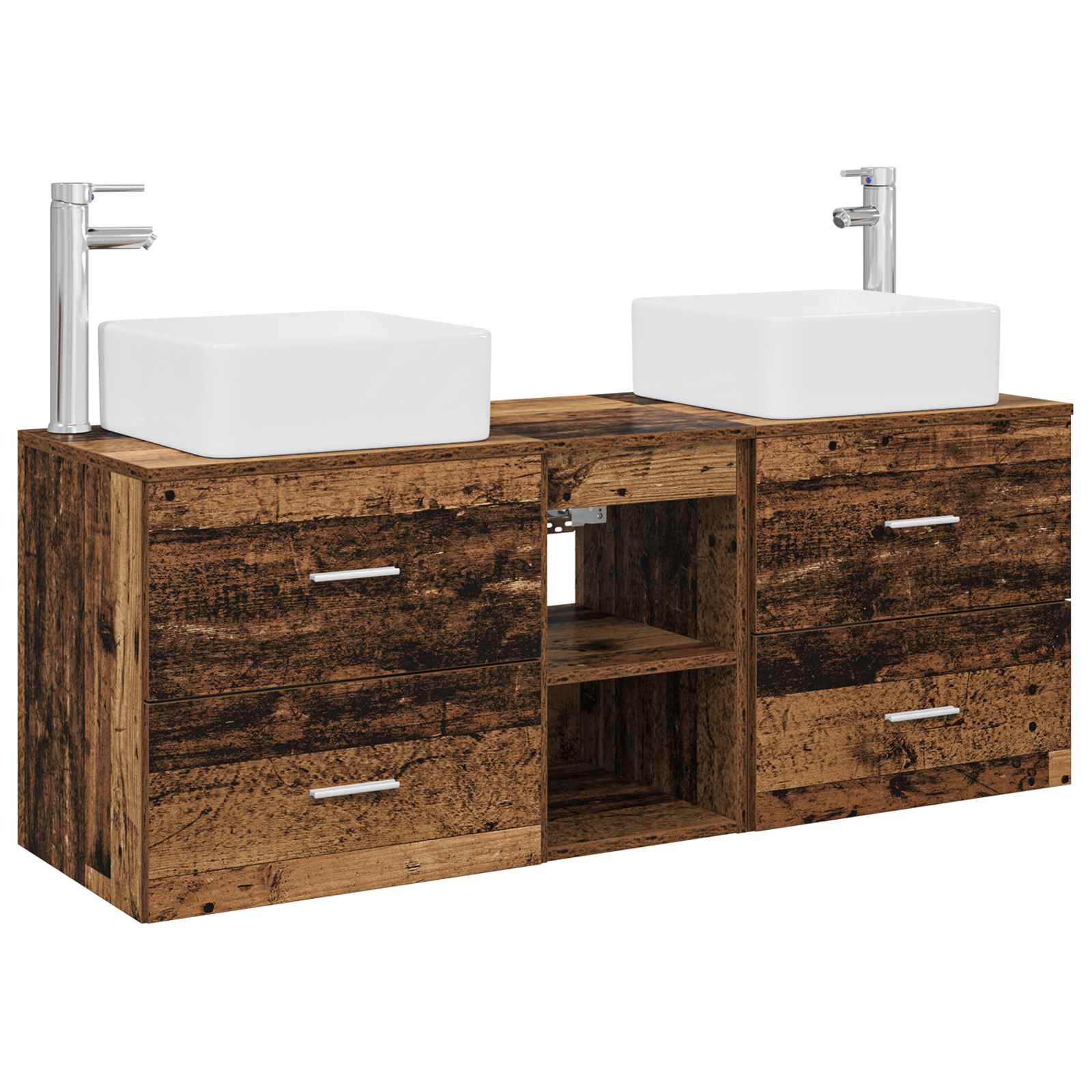 Ensemble d'armoire de salle de bain 3 pc Bois ancien