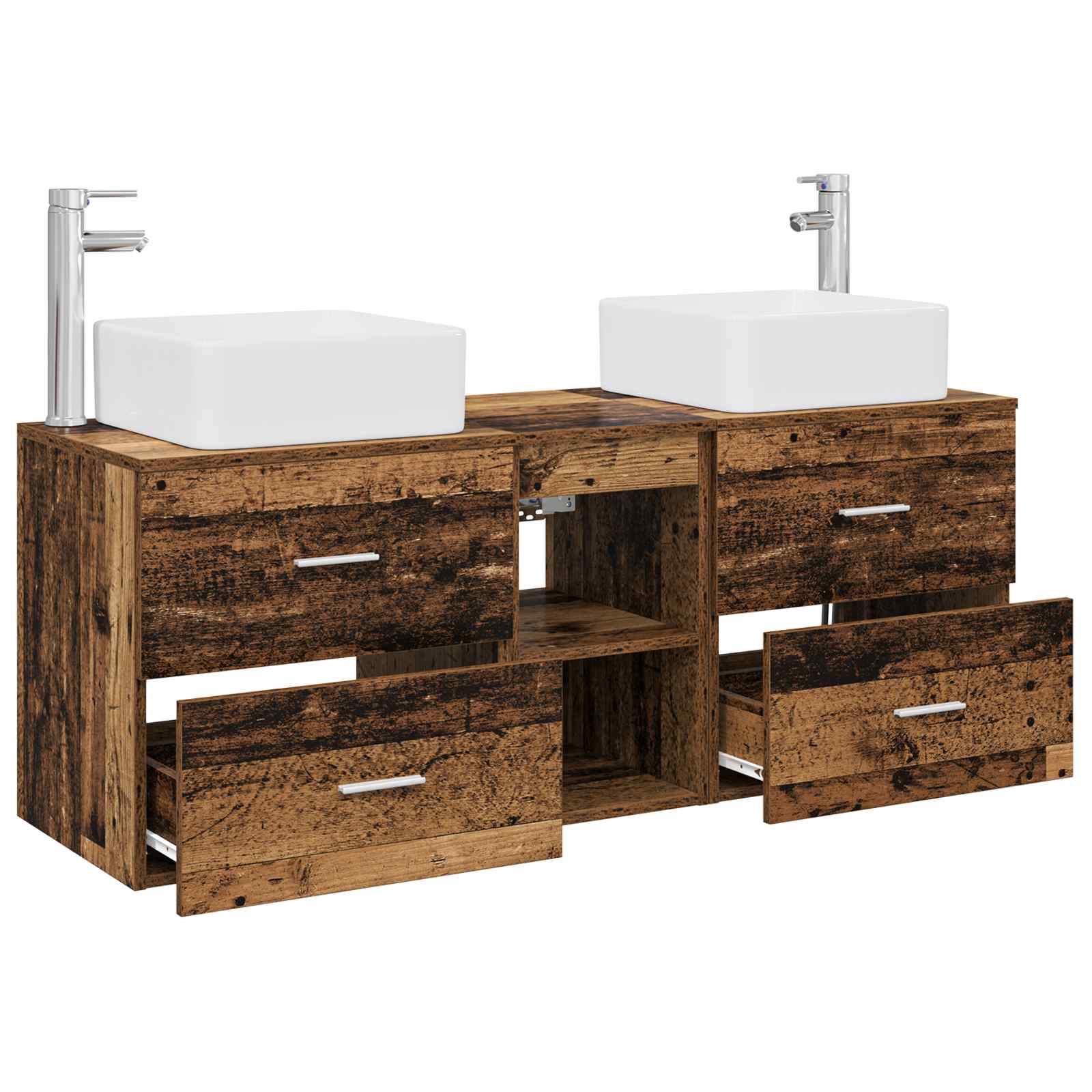 Ensemble d'armoire de salle de bain 3 pc Bois ancien