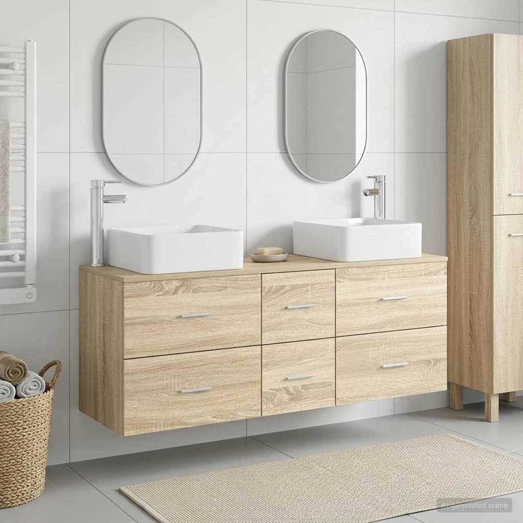 Ensemble d'armoire de salle de bain 3 pc Chêne Sonoma