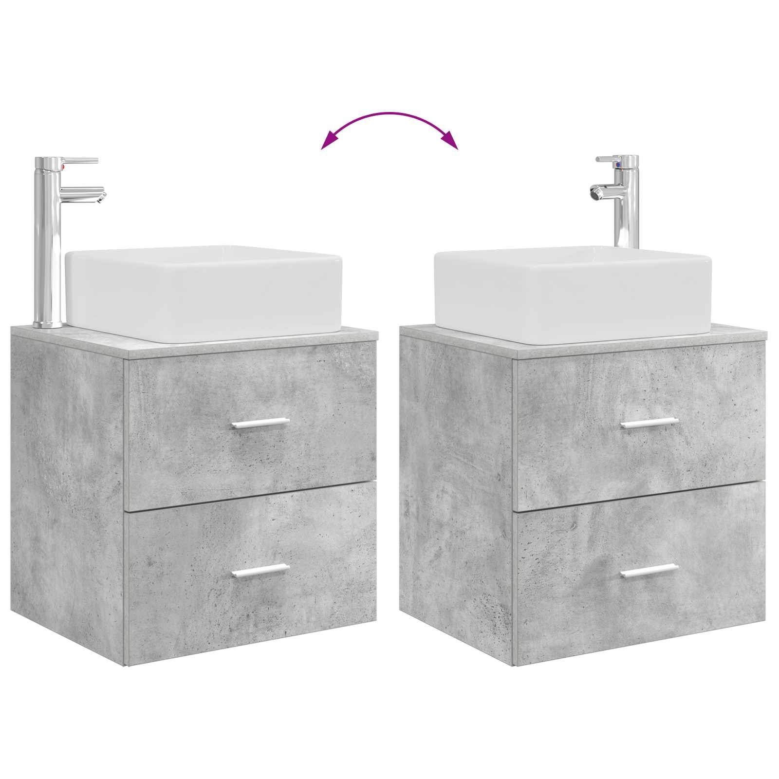 Ensemble d'armoire de salle de bain 3 pc Gris béton