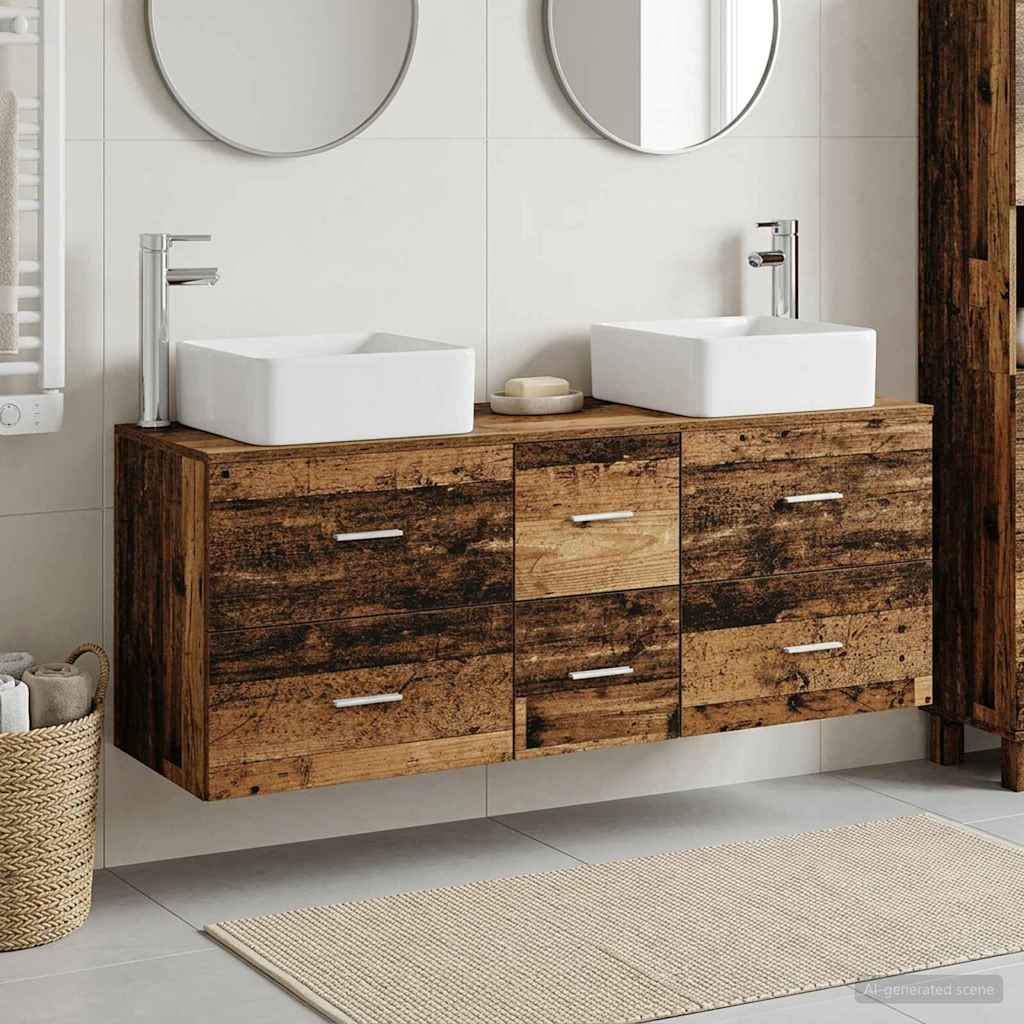 Ensemble d'armoire de salle de bain 3 pc Bois ancien